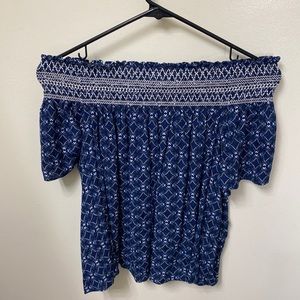 Ladies blue off the shoulder top